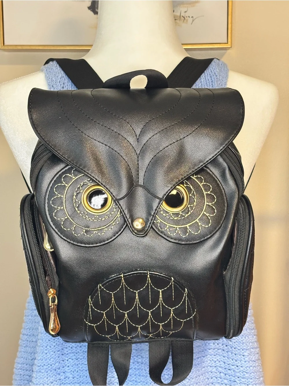 Gothic Owl PU Leather Mini Backpack – Kawaii Crossbody Bag Women